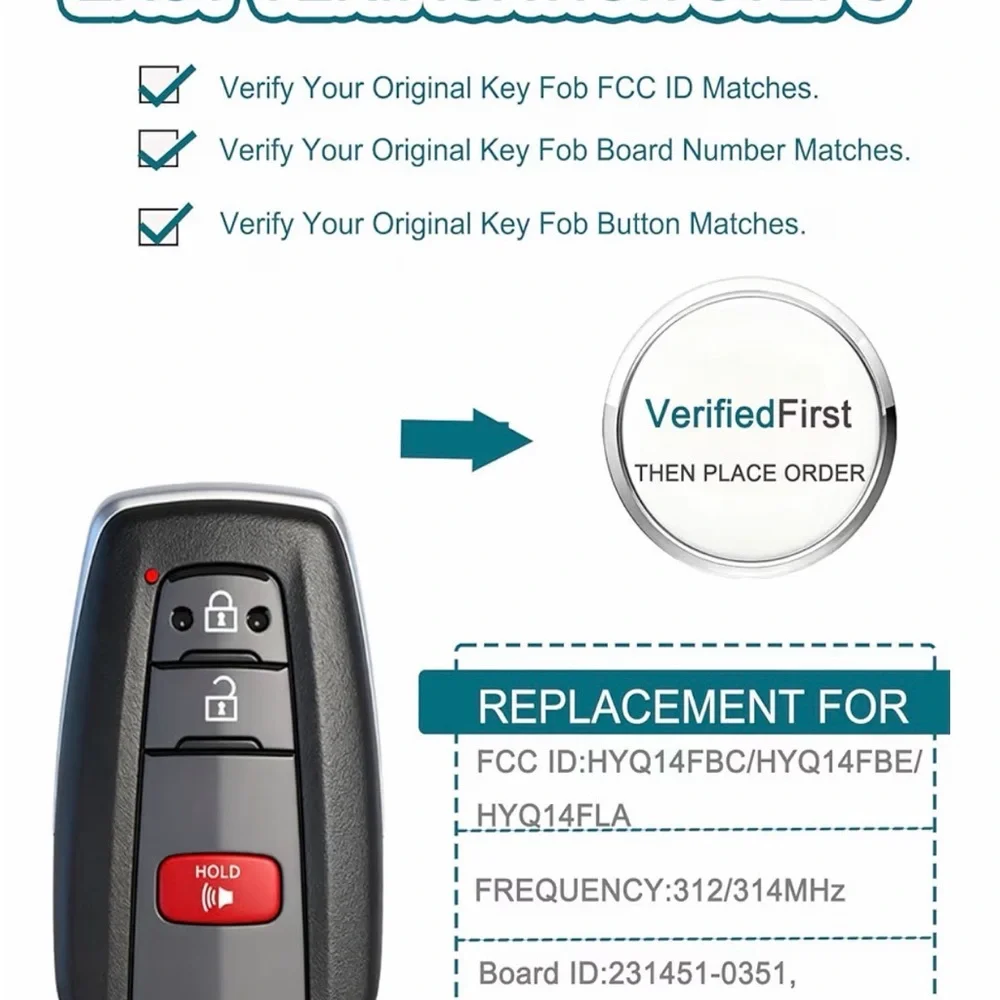 Smart key Fob for Toyota RAV4 2019-2023 - Picture 2 of 10